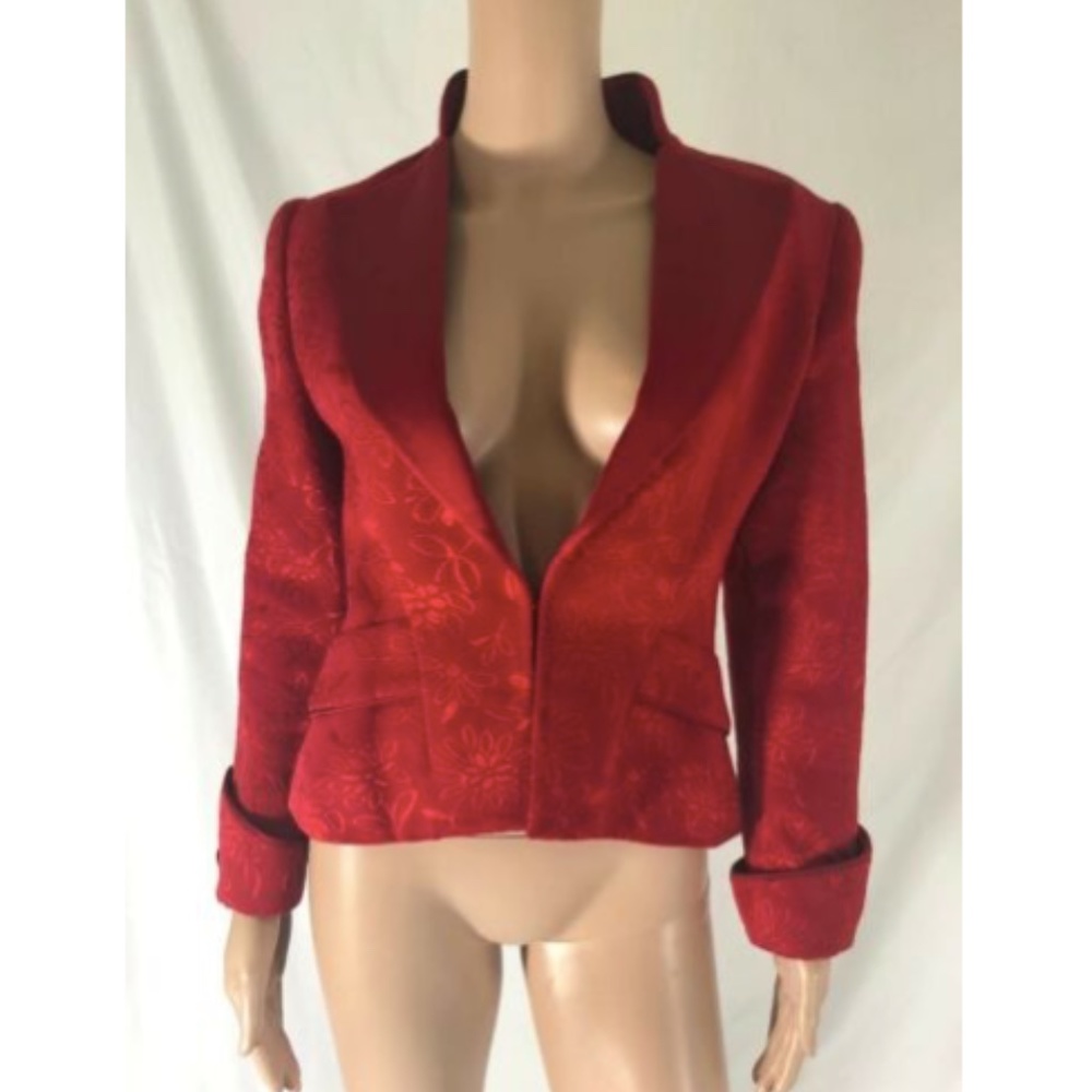 Joanna Mastroianni Womens Blazer Coat Red Cotton 4